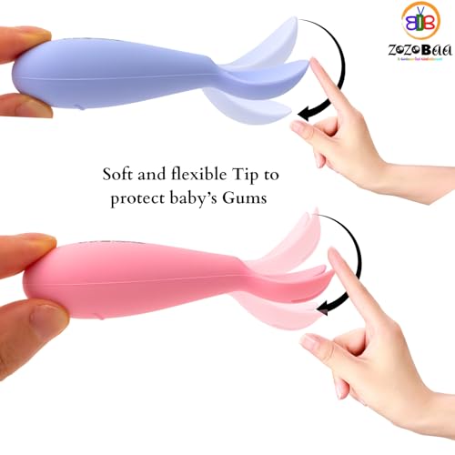 Image of Baby Weaning Spoon & Fork Set, Chewable Silicone Utensils for Training Infants, Baby Led Self Feeding, 6 M+| Gum Friendly, BPA Free, Dishwasher Safe, Unbreakable, 1 Pair, Light Pink