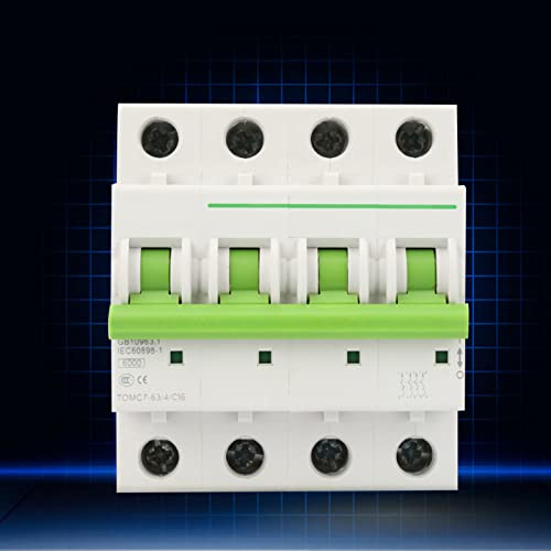 AC 380V/415V Leitungsschutzschalter 16A 4P Überlastschutz Luftschalter Sicherungsautomat für Wohnbeleuchtung Verteilerleitungen Solar PV Anlage