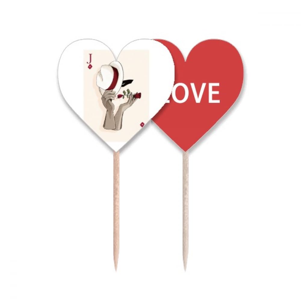 Cupcake Pick J Motif avec Drapeau Love Heart pour Décoration de Buffet