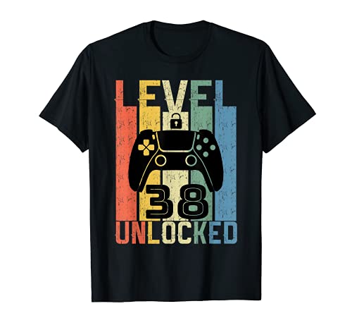 compleanno 38 anni uomo e donna compleanno 38 anni Regalo per videogiochi video game. 38 compleanno gamer di 38 anni Maglietta. level 38 unlocked birthday gamer shirt