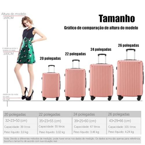 Mala de Bordo Viagem em ABS Com 4 Rodas 360 Graus Tamanho de 20 polegadas e capacidade de 39 litros