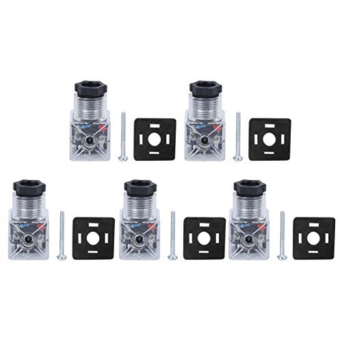 Indicator Plug High Reliability 5Pcs Transparent Solenoid Coil Plug Universal DC 24V 10A Hydraulic Solenoid Valve Mini Size for Solenoid Valve