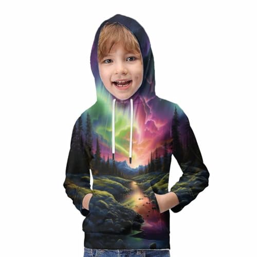 Pull à Capuche Imprimé 3D Aurora Évite le Froid pour Ados 13-15Y - 5