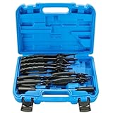 DASBET Snap Ring Plier Set 11PCS Straight & Bent Retaining Ring Pliers w/Hook & Pick Heavy Duty Internal External Pliers .038in-.09in Circlip Combination Retaining Clip for Car Trunk Motorcycle (Blue)