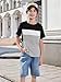 Haloumoning Boys Short Sleeve Shirts Kids Fashion Tops Crewneck Color Block Tees 5-14Y Black