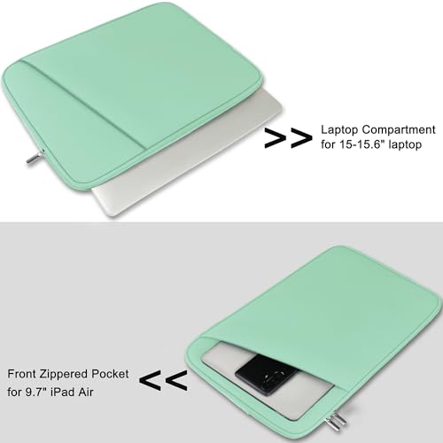 Image of Askuko Laptop Case, Shockproof Protective Computer Sleeve Cover, Handbags Portable Laptop Bag for 15.6 inch HP Dell Asus Lenovo Notebook Computer with Front Pocket, Light Blue