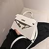 2025 nouveau sac à main texturé à verrouillage diagonal petit sac carré une épaule diagonale double usage matériau PU sac à la mode pour femme sac de navettage datant artefact polyvalent, blanc #2