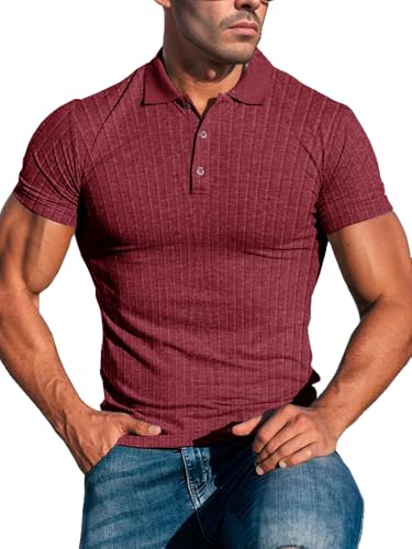 Polo Homme Manches Longues Courtes Coton Extensible Muscle Golf Slim