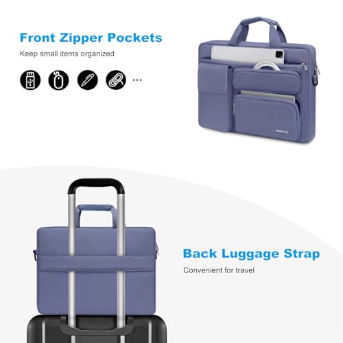 Image of MOSISO Laptop Shoulder Messenger Bag Compatible with MacBook Pro 16 inch 2023-2019 M2 A2780 M1 A2485 A2141,15-15.6 inch Notebook with 2 Raised&1 Flapover&1 Horizontal Pocket&Handle&Belt, Lavender Gray