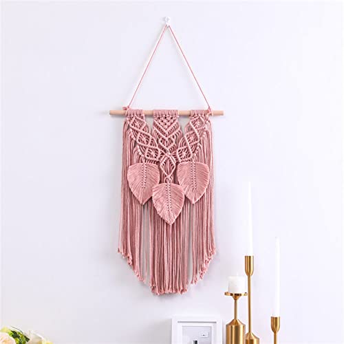 Tapisserie de style bohème rose en corde de coton pour chambre cocooning