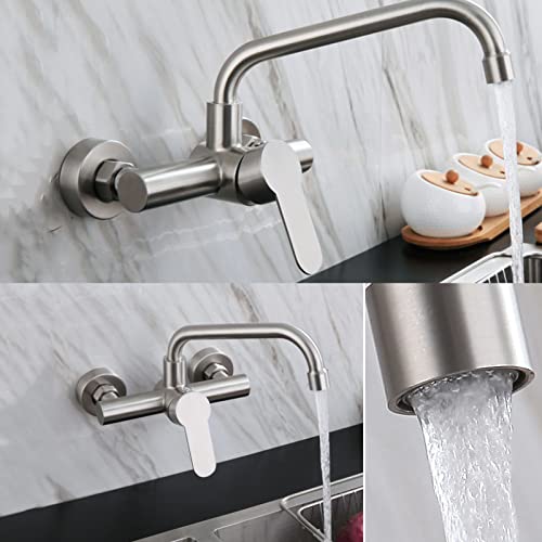 Mitigeur d'évier en acier inoxydable brossé de qualité supérieure pour installation murale