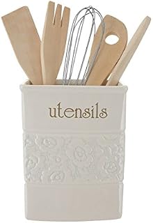 Premier Housewares Georgia Utensil Holder with Tools - Cream