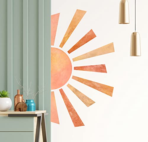 Vinilos decorativos sol gigante removibles naranja y amarillo miniatura 6