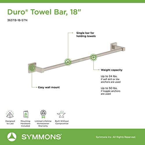 Symmons 363Tb-18-Stn Duro 18 In. Wall-Mounted Towel Bar In Satin Nickel #TOP4
