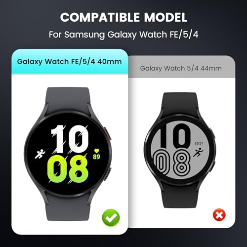 [2 in 1] Goton Waterproof Case for Samsung Galaxy Watch 7 6 5 4 FE 44mm 40mm, 360° Protective Hard PC Front & Back Bumper with Tempered Glass Screen Protector for Galaxy Watch Cover 5 4 FE 40mm by Goton - Image 2