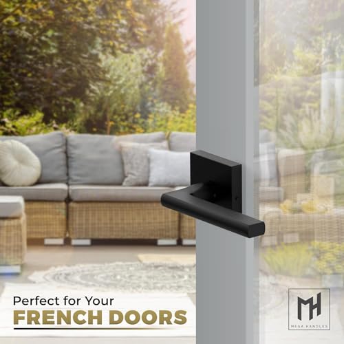 Image of Mega Handles Prime Dummy Door Handles - 4 Pack Heavy Duty Black Door Handle, Non-Turning Door Handle for Hallway, Closet & French Doors, Single Side, Fits All Standard Doors - Matte Black