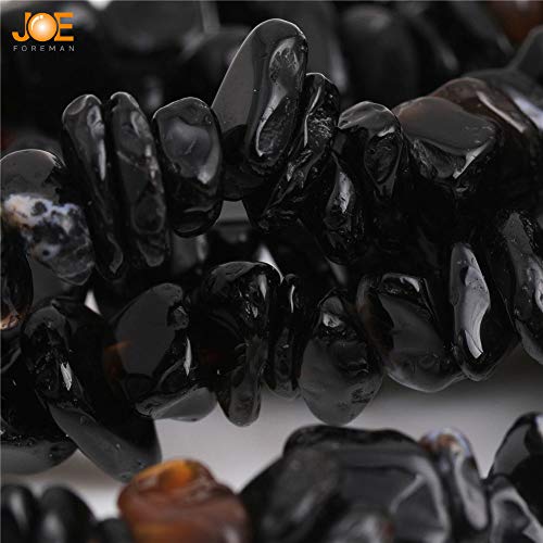 6-8Mm Natural Black Agate Chips Beads For Jewelry Making Freeform 34" Joe Foreman #TOP2