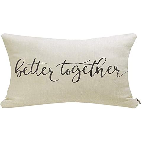 Meekio Farmhouse Pillow Covers with Better Together Quote 12" x 20" Farmhouse Rustic Décor Lumbar Pillow Covers with Saying Housewarming Gifts Family Room Décor Cover