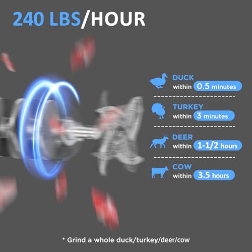Paladin Equipment #5 Commercial Stainless Steel Electric Meat Grinder Machine, 240lbs/h, 0.4HP Heavy Duty Meat Grinder with Sausage Stuffer for deer processing, Pet Food, Heavy Use
