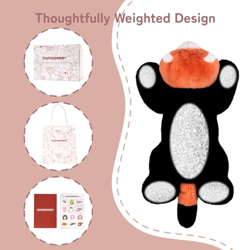 Image of Niuniu Daddy Red Panda Weighted Stuffed Animals Gift Box Set, 25 Inch 5 lbs Weighted Plushies, Heavy Calming Body Pillow for Sleeping, Sensory Lying Lap Pad Toy Companion for Kids and Adults
