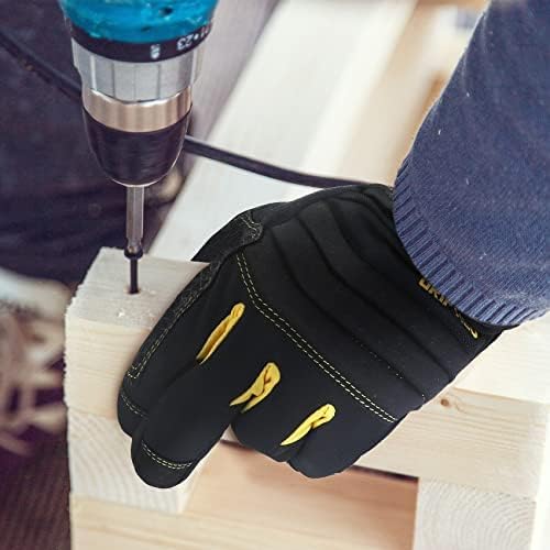 Miniatura 5 de Guantes de trabajo para hombre con agarre, guantes de trabajo mecánicos, para pantalla táctil, duraderos, acolchados en los nudillos y palma, color