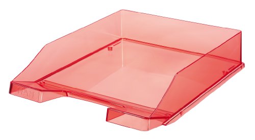 Bac de rangement de bureau transparent organiseur de table en plastique rouge