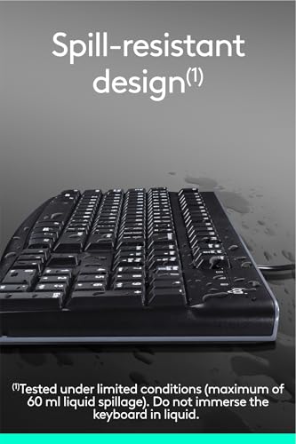 Image of Logitech K120 Wired Keyboard for Windows, USB Plug-and-Play, Full-Size, Spill-Resistant, Curved Space Bar, Compatible with PC, Laptop