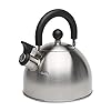 Primula stewart whistling stovetop tea kettle food grade stainless steel hot water fast to boil cool touch folding 15 quart brushed with black handle  urban country home decor