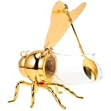 IMIKEYA Bee Honey Jar, Decorative Bee Shaped Honey Pot Bee Figurine Glass Honey Container Syrup Dispenser Crystal Condiment Pot Sugar Holder Bowl for Kitchen Home