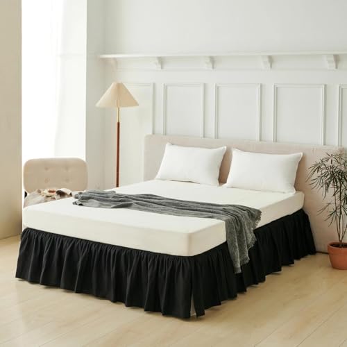 Bed Skirt Full Size Ruffled Bed Skirt with Split Corners, Black Full Bed Skirts 18 Inch Drop with Platform, 18'' Full