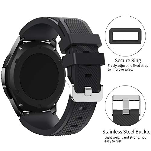 Strap Compatible with Samsung Gear S3 Frontier/Gear S3 Classic/Galaxy Watch 46mm/Huami Amazfit 2/Huawei Watch GT/Huawei Watch 2 Pro, 22mm Soft Silicone Sport Strap