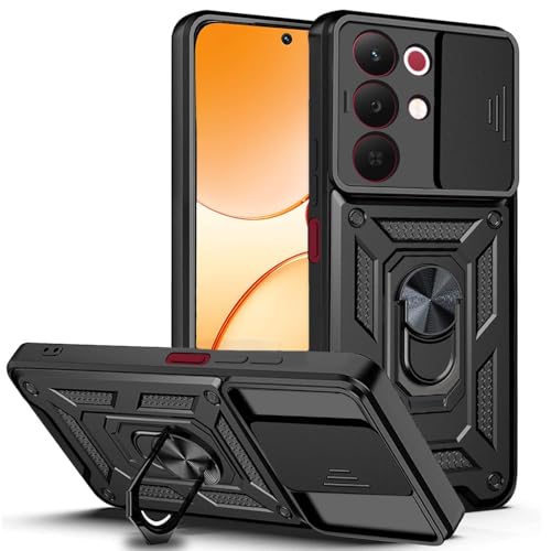Image of Luxe Back Cover Compatible for Realme Narzo 90X 5G / Realme C85 5G / Realme 15X 5G | D10 Tough Armor Case | Sliding Camera Shield | 360 Protection | Kickstand Ring Holder | Military-Grade