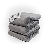 Westerly Queen Size Microlight Electric Heated Blanket with Dual Controllers, Gray