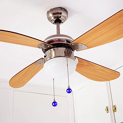 Image of uxcell Ceiling Fan Pull Chain, 20 Inch Fan Pull Chain Ornament Extension Lighting Accessories, 30mm Crystal Ball Pendant, Blue 2Pcs