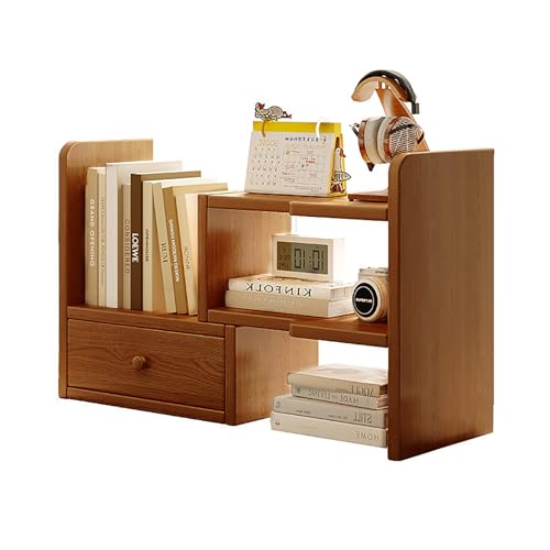 Estantería de escritorio de madera natural organizador de sobremesa ajustable de oficina 2