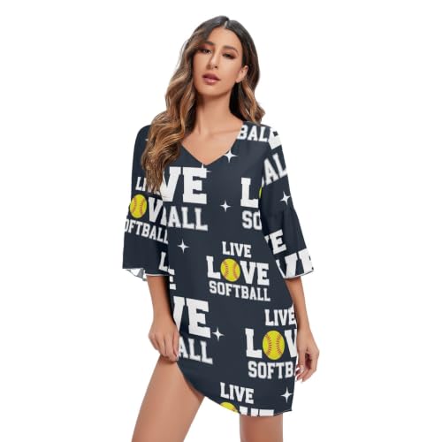 Robe de plage Live Love Softball à manches 3/4 pour vos journées ensoleillées et d'été