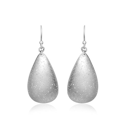 Jewels By Lux Sterling Silver Teardrop Drop Earrings with Stardust Texture