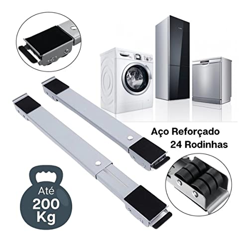 Suporte Com Rodinhas Base Ajustável Máquina Lavar Fogão Geladeira Móveis Resistente (Cores Variadas)