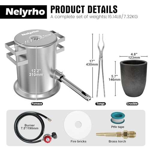 Nelyrho 6KG Propane Melting Furnace Kit 2500°F with Crucible & Tongs by Nelyrho - Image 2