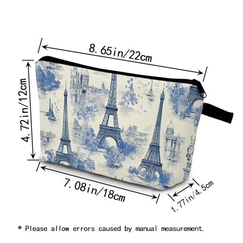 Eiffel Tower Makeup Bag - Cute Small Vintage Organizer Bag with Zipper - Paris Eiffel Tower Print Cosmetic Bag - Birthday Gifts for Women & Friends2