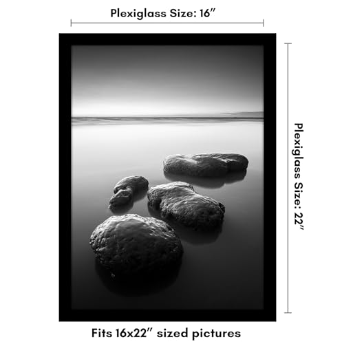 Americanflat 16x22 Picture Frame with Polished Plexiglass - Black Picture Frame - Wide Photo Frames Made of Engineered Wood for Vertical or Horizontal Wall Display - Epic Collection - Black