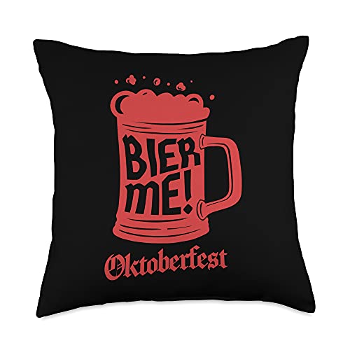 Bier Me Funny Oktoberfest Beer Mug German Pride Germany Throw Pillow