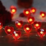 Valentines Day Decorative Lights Twinkle String of Hearts, 10ft 30 LEDs USB Operated with Remote for...