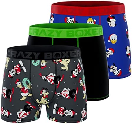 CRAZYBOXER Men’s Disney Mickey and Friends Pack Of 3 Breathable Soft Micro-Stretch Boxer Briefs