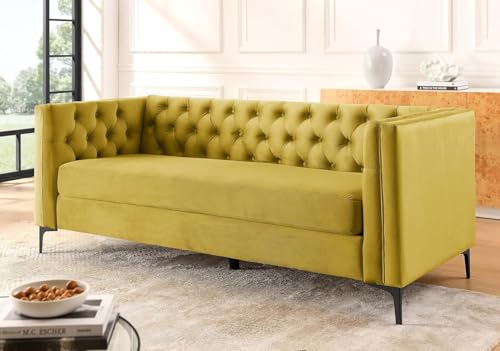 Image of Chesterfield Traditional 3 Seater Luxury Sofa Loving Sofa Button Tufted for Living Room, Guest Room, Bedroom, and Your Loving Space (Mustard)