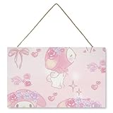 マイメロドアプレートおもしろい農家ポーチ装飾角型木製ハンギングサインホームデコレーションベッドルーム春 夏休み家の装飾用 誕生日プレゼント ニューイヤーギフト