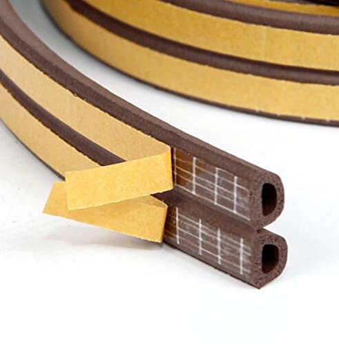Image of Self-Adhesive D Shape Rubber Insulation, Weather Proof, dust Proof Sound Proof Insect Blocker Door and Windows Single Sided Tape (Brown, 3 Meter)