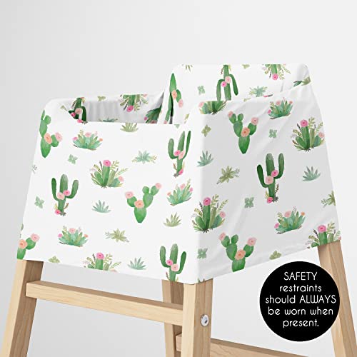 Image of Sweet Jojo Designs Cactus Floral Girl Infant Baby Car Seat Cover Nursing Breastfeeding Shopping Cart Stroller Canopy - Pink and Green Boho Bohemian Watercolor Shabby Chic Desert