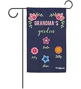 Kafepross Grandma's Garden Flowers Floral Spring Summer Decorative Flag Put Personalized Grandkid...