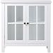 American Furniture Classics White Glass Door Display Cabinet - Tempered Glass, Antique Brass Pulls, 3 Shelves